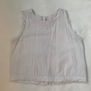 White tank with button down detail on the back